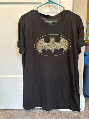 Batman Black Tee with Gold Logo Accent
